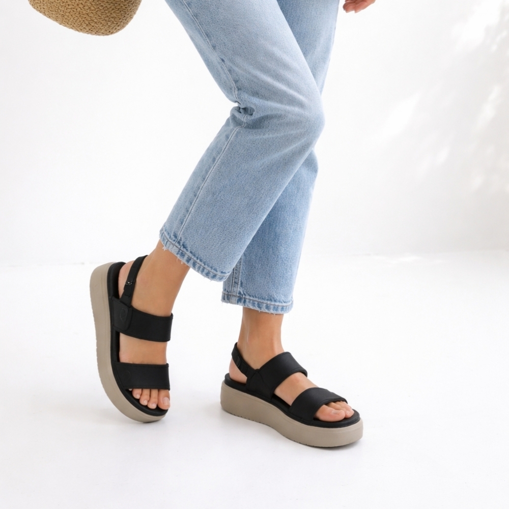 Crocs Platform Sandals Black Taupe Women’s Size 6‎ LiteRide